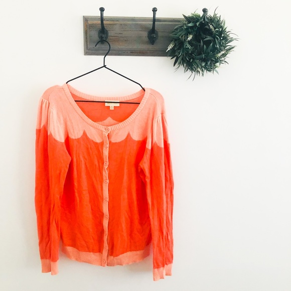 Modcloth Sweaters - Modcloth Coral Pink Scallop Cardigan Sweater XL